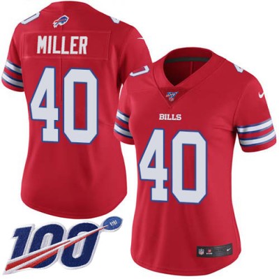 Nike Buffalo Bills #40 Von Miller Red Women's Stitched NFL Limited Rush 100th Season Jersey